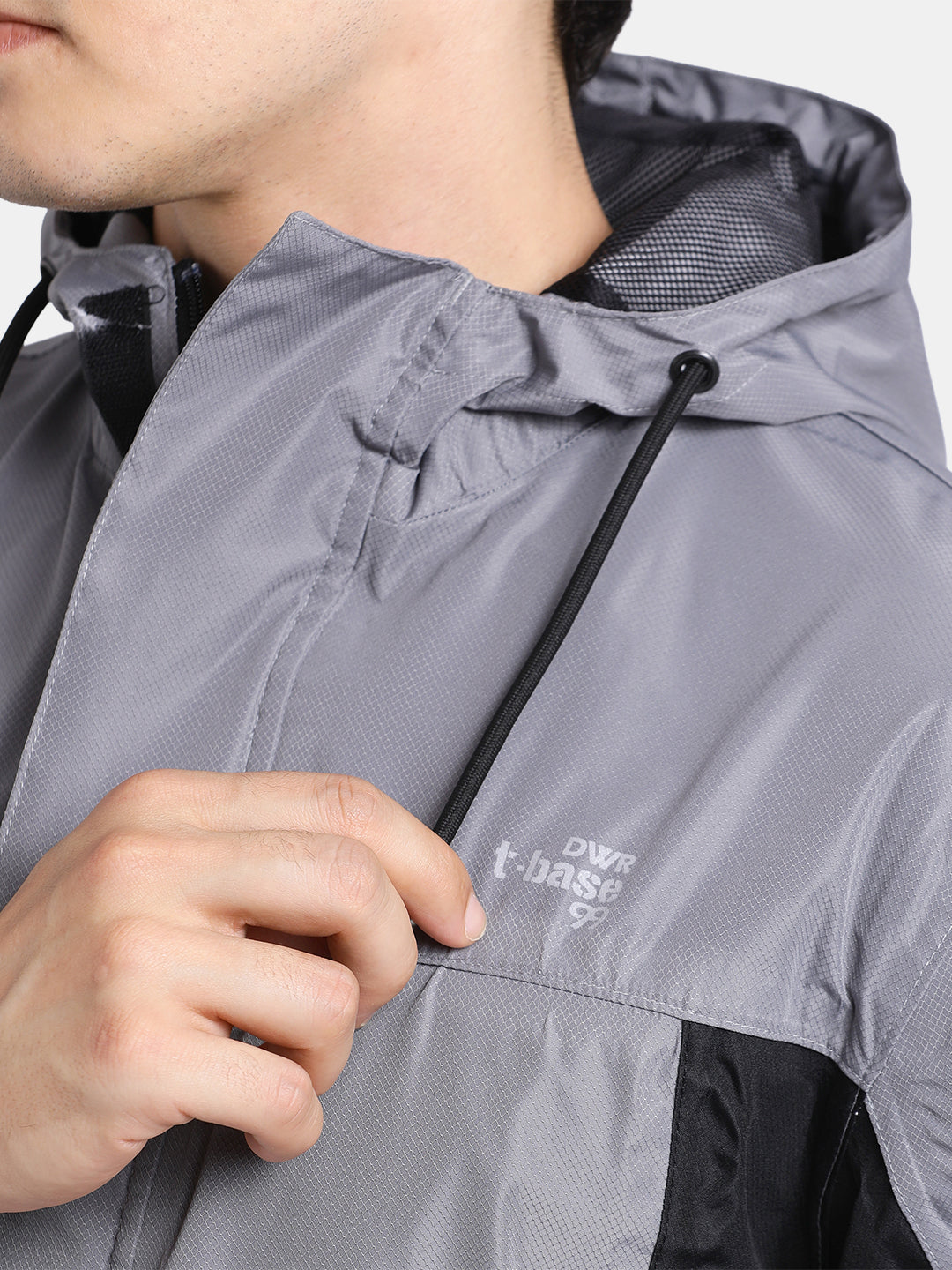 TBASE Men’s LIGHT GREY Waterproof Rain Jacket with Hood