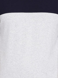 T-Base Men Grey & Navy Blue Colourblocked Pullover Sweater