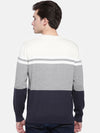 T-Base Men Off-White & Grey Colourblocked Sweater