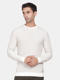 T-Base Ribbed Round Neck Cotton Pullover Sweaters