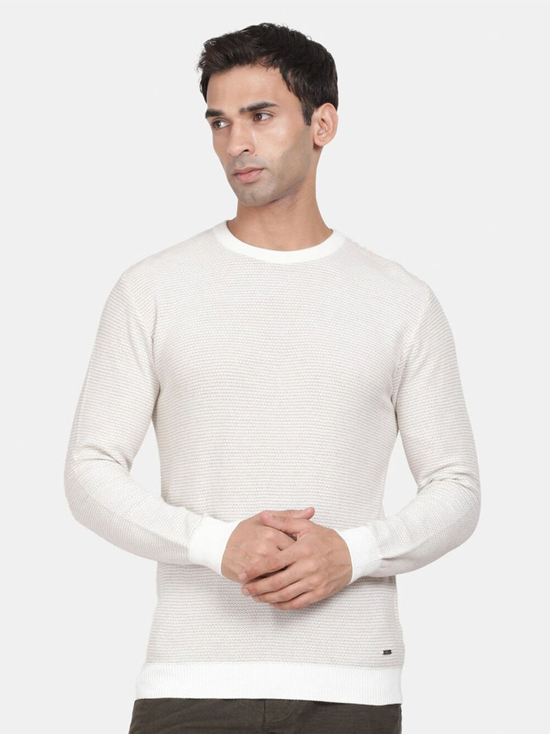 T-Base Ribbed Round Neck Cotton Pullover Sweaters