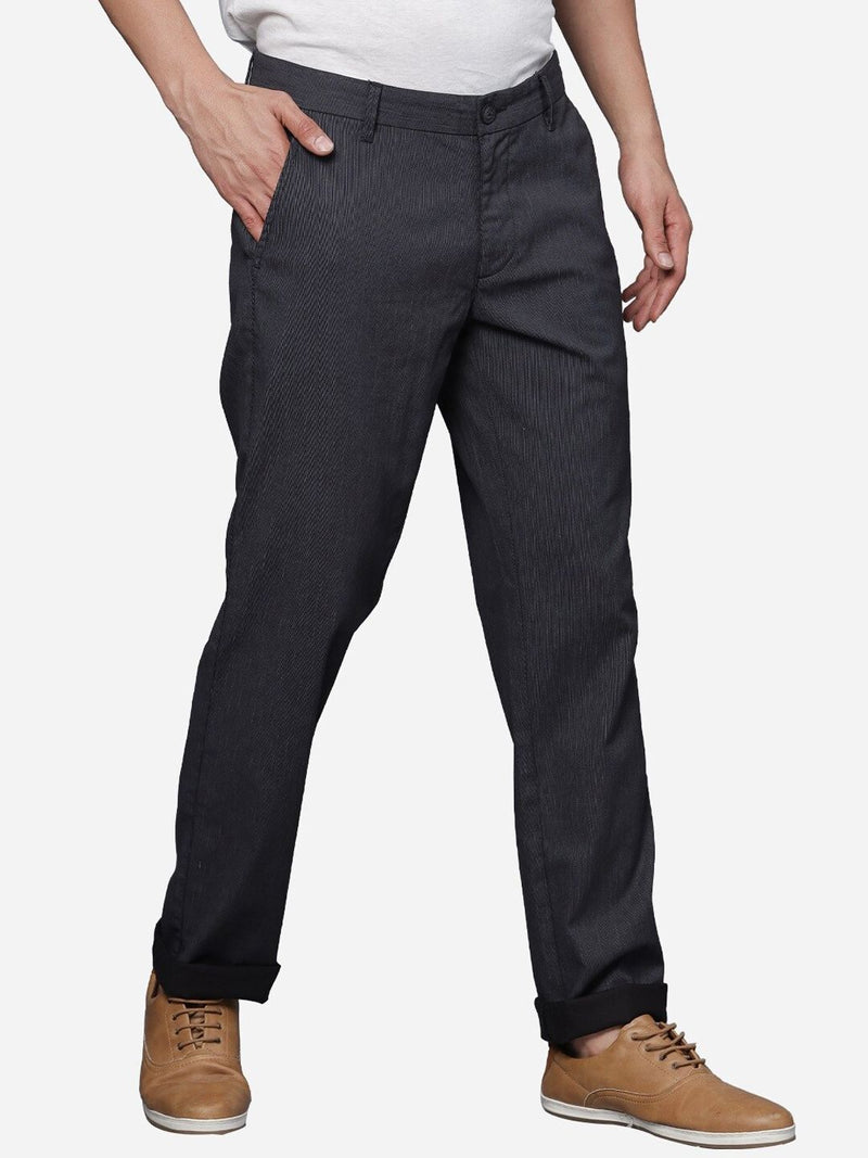 T-Base Men Self Design Textured Straight Fit Chinos