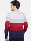 T-Base Men Red & Off-White Striped Sweater