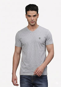 TBASE Men's Cotton Solid V-Neck T-Shirt | Short Sleeves | Regular Fit | Casual Everyday|Ocean Blue