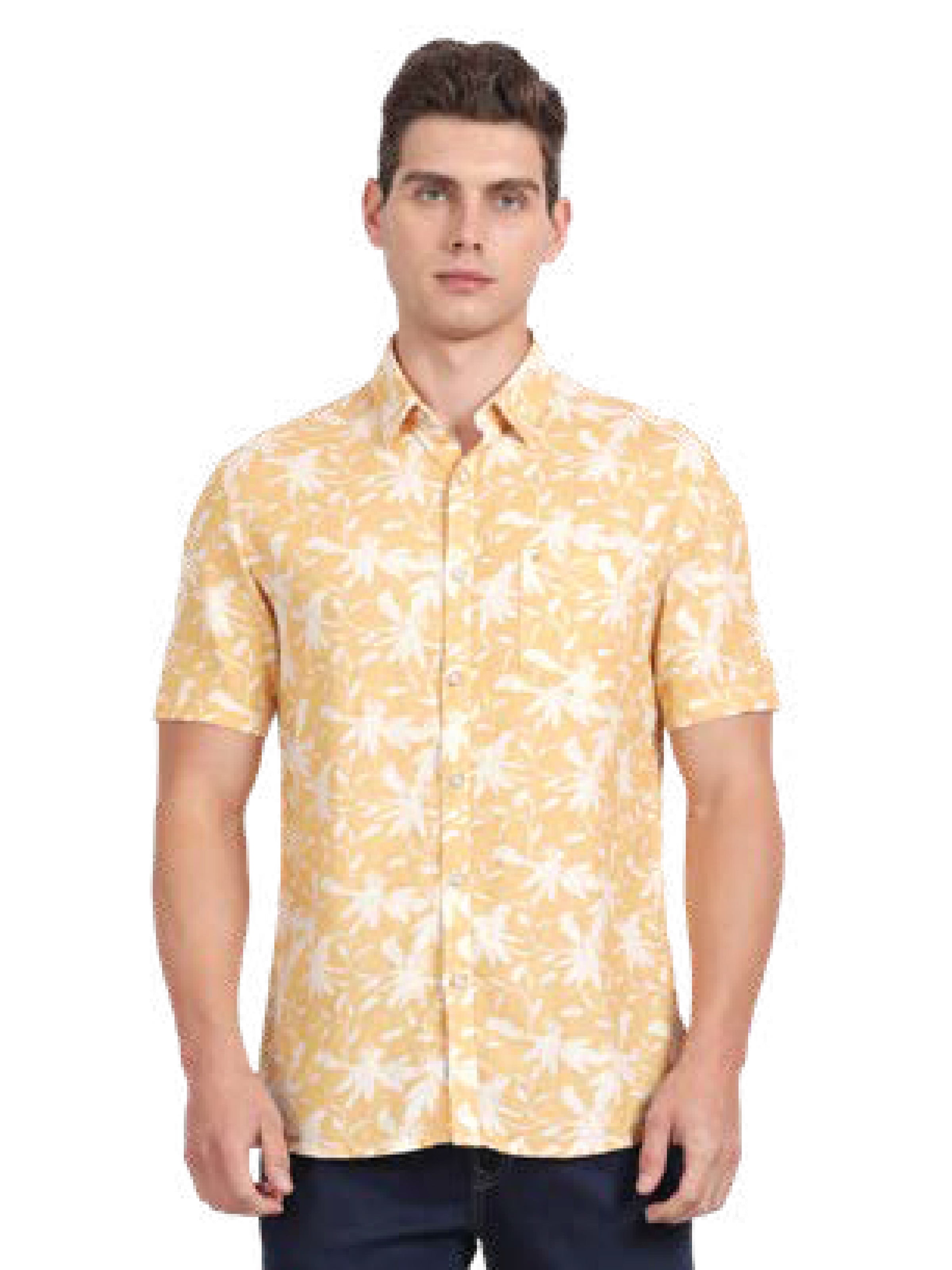 T-Base Men Regular Fit Cotton Casual Shirt | Short Sleeve|HONEY