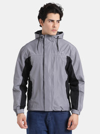 TBASE Men’s LIGHT GREY Waterproof Rain Jacket with Hood
