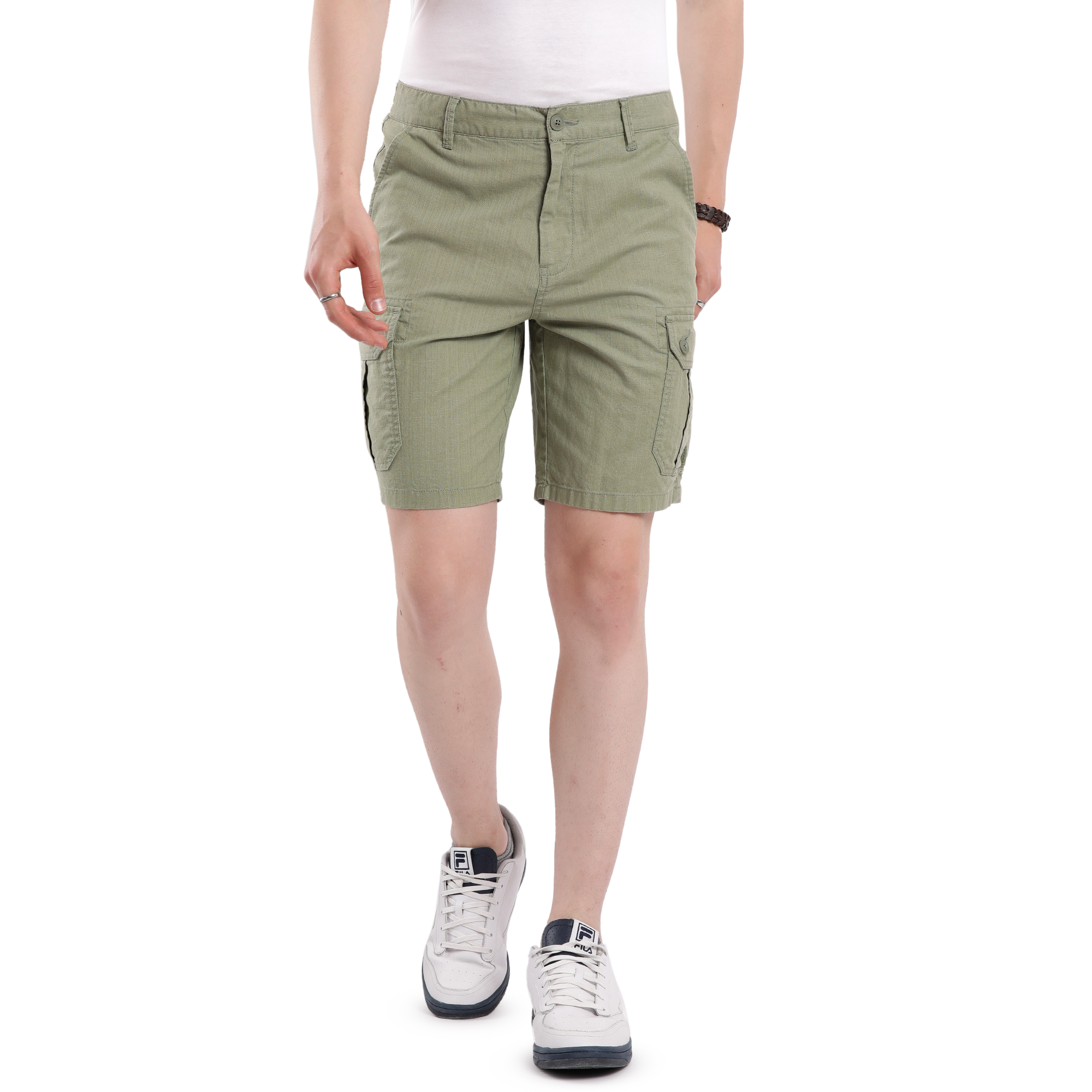 T-base Men's Casual Cargo Shorts | Mid-Rise | Regular Fit |Avacado