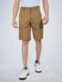 T-base Men's Casual Cargo Shorts | Mid-Rise | Regular Fit |WHISKEY