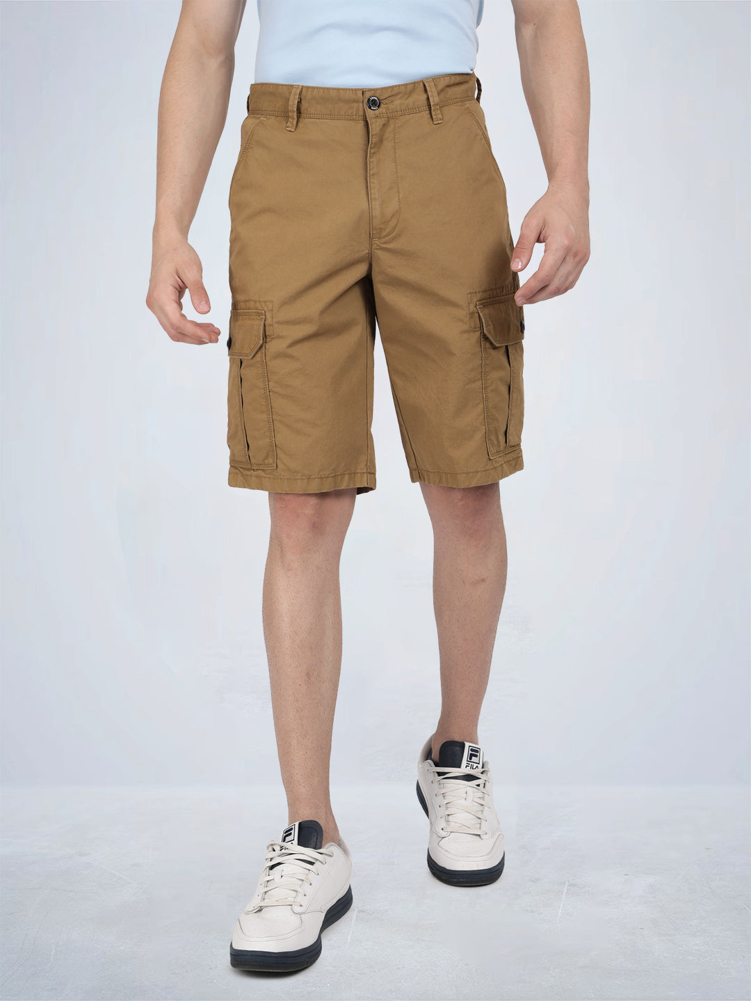 T-base Men's Casual Cargo Shorts | Mid-Rise | Regular Fit |WHISKEY