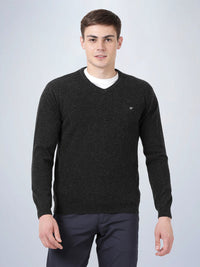 V Neck Lambswool Black Full Sleeve Pullover