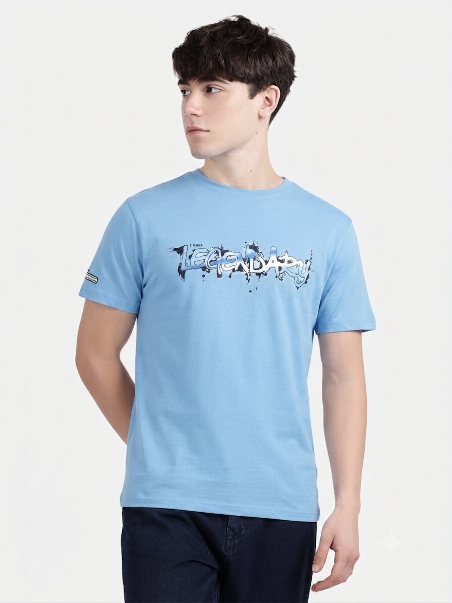 T-Base Men's Solid Polo T-Shirt |  Regular Fit | Half Sleeve |Round Neck |Sky Blue