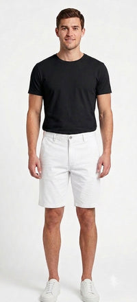 Tbase Men's Solid Regular Fit Cotton Shorts– WHITE