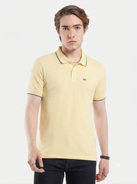 T-Base Men's Solid Polo T-Shirt |  Regular Fit | Half Sleeve | Polo Collar |Pale yellow