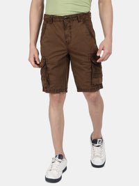 T-base Men's Casual Cargo Shorts | Mid-Rise | Regular Fit |Bark