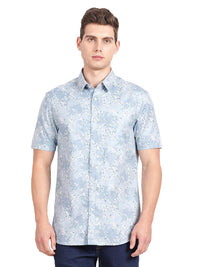 T-Base Men Regular Fit Cotton Casual Shirt | Short Sleeve|SLIGHT DENIM
