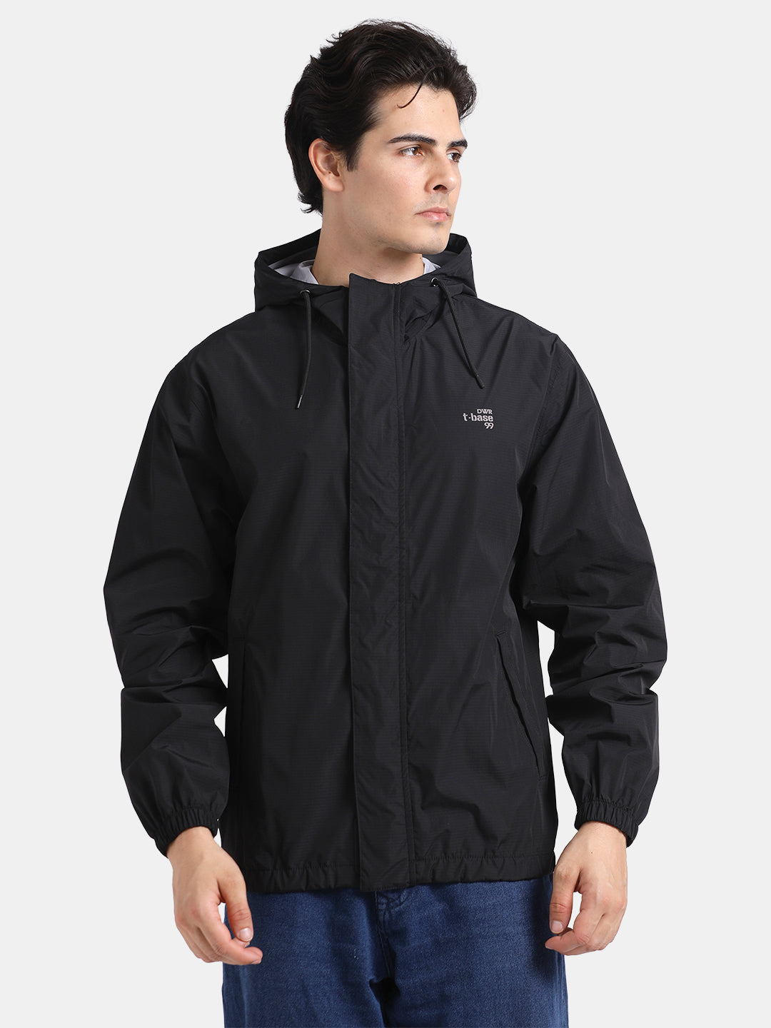 TBASE Men’s BLACK Waterproof Rain Jacket with Hood