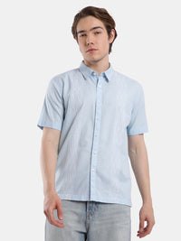 T-Base Men Regular Fit Cotton Casual Shirt | Short Sleeve|SKY BLUE