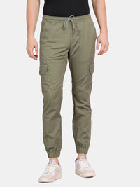 T-Base Men’s MT Olive Cargo Jogger Pants | Slim Fit Casual Utility Trousers
