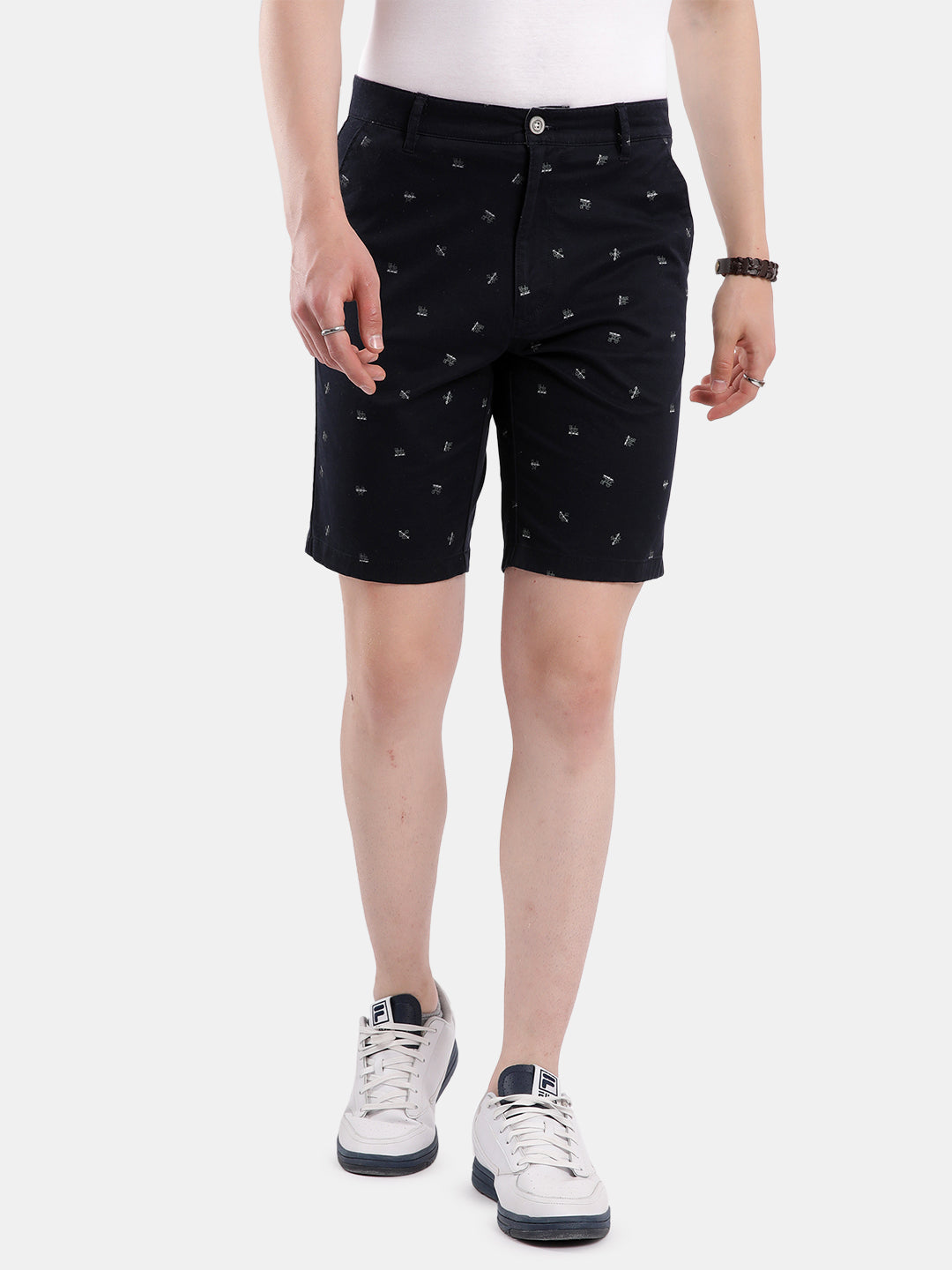 Tbase Men’s Dark Navy Printed Casual Shorts