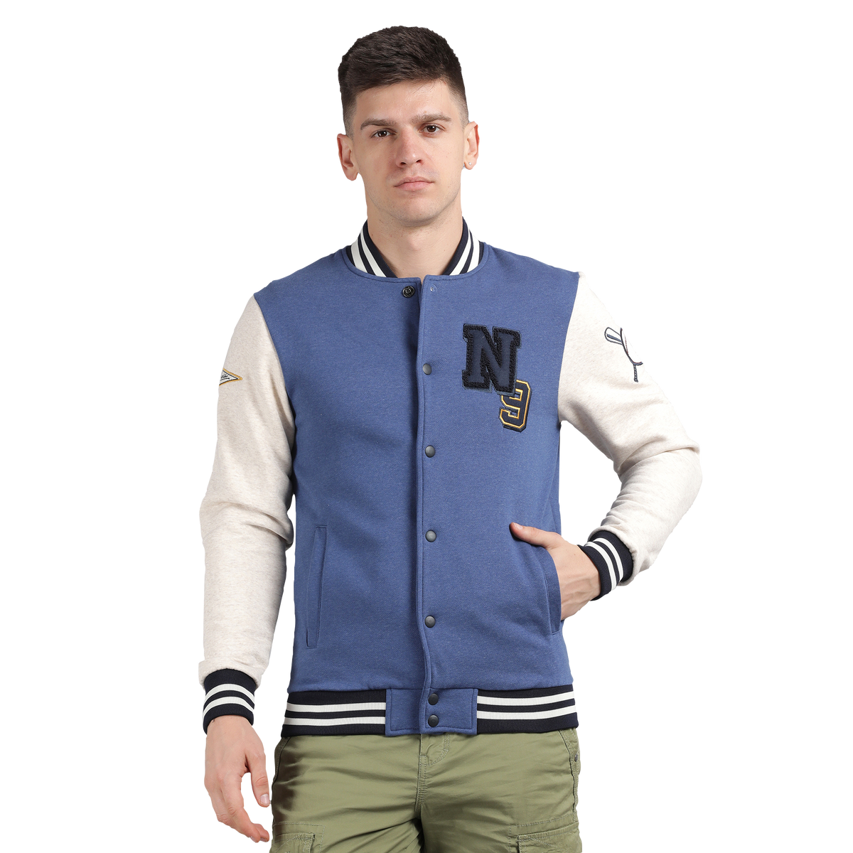 Men’s Classic Ensign Blue Melange Cotton Jacket - Regular fit