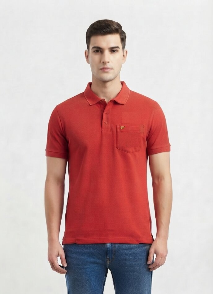 T-Base Men's Solid Polo T-Shirt |  Regular Fit | Half Sleeve | Polo Collar|CLAY RED
