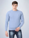 V Neck Lambswool Deep Sky Full Sleeve Pullover