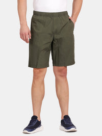 Tbase Men's Solid Regular Fit Cotton Shorts– Rifle green