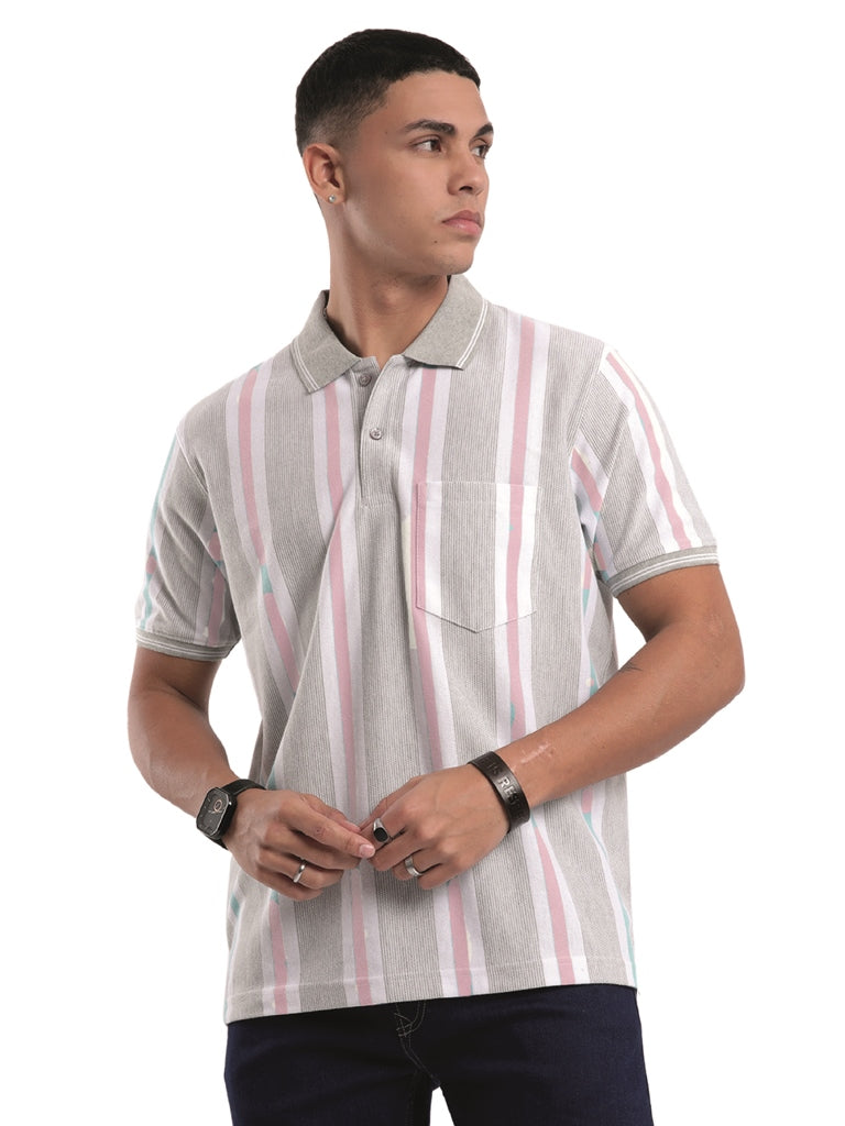 T-Base Men's Solid Polo T-Shirt |  Regular Fit | Half Sleeve | Polo Collar |CLOUD PINK