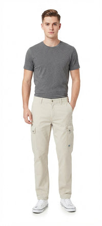 Tbase Men's Solid Original Fit Cargo Trousers | Lycra Fabric|PELICAN