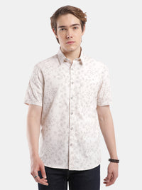 T-Base Men Regular Fit Cotton Casual Shirt | Short Sleeve|Light Natural