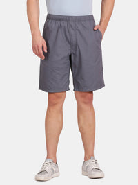 Tbase Men's Solid Regular Fit Cotton Shorts–Stone blue