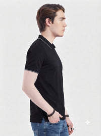 T-Base Men's Solid Polo T-Shirt |  Regular Fit | Half Sleeve | Polo Collar |Jet Black