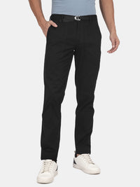 T-Base Men’s Black Cargo Trouser | Mid-Rise Casual Utility Pants with 4 Pockets