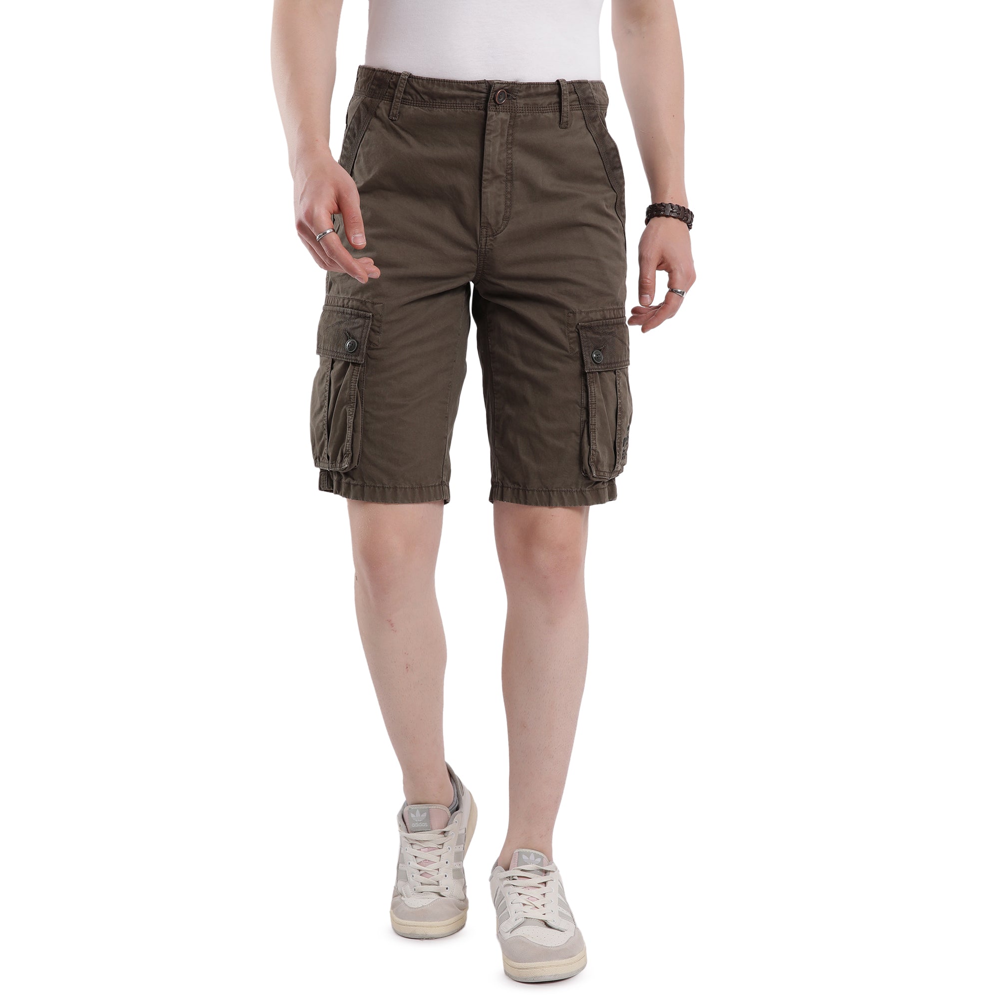 T-base Men's Casual Cargo Shorts | Mid-Rise | Regular Fit |Olive Night