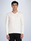 V Neck Broken White Full Sleeve Pullover