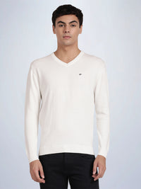 V Neck Broken White Full Sleeve Pullover