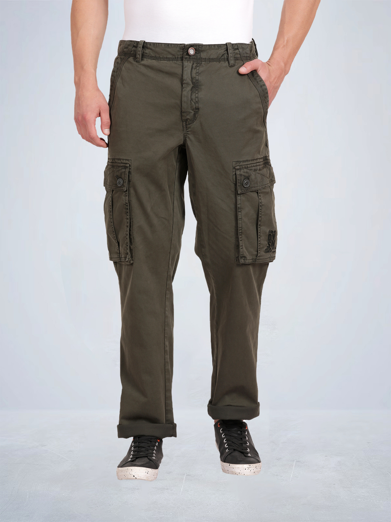 Solid Overdyed Cargo Pants