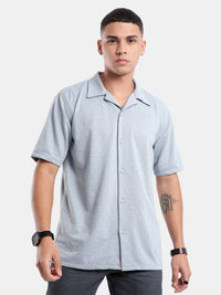 T-Base Men Regular Fit Cotton Casual Shirt | Short Sleeve|Blue Stone