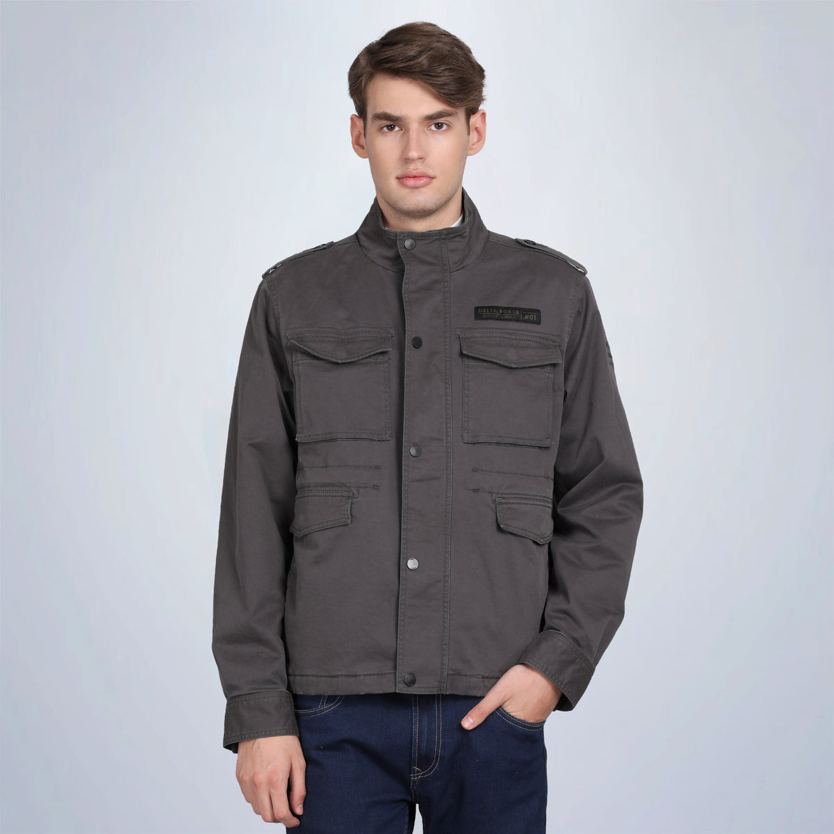 Men’s Classic Dark Grey Cotton Jacket - Regular fit