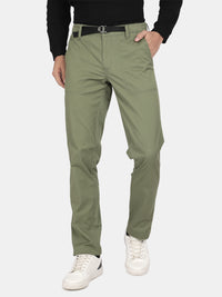 T-Base Men’s Sage Olive Cargo Trouser | Mid-Rise Casual Utility Pants with 4 Pockets