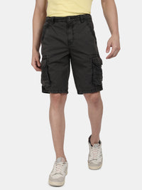 T-base Men's Casual Cargo Shorts | Mid-Rise | Regular Fit |Dark Grey