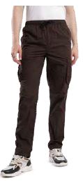 T-Base Men’s Brown Cargo Trouser | Mid-Rise Casual Utility Pants with 6 Pockets