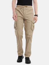 T-Base Men’s Oxward Tan Cargo Trouser | Mid-Rise Casual Utility Pants with 6 Pockets
