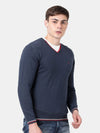 T-Base Men'S V-Neck Blue Sweater