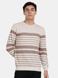T-Base Horizontal Striped Pullover Cotton Sweatshirt
