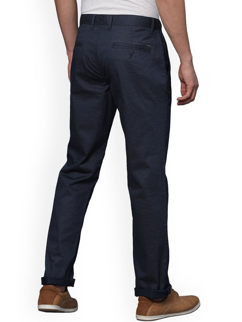 T-Base Men Self Design Textured Straight Fit Chinos