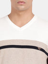T-Base Men V-Neck Colourblocked Cotton Pullover