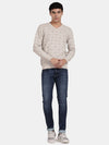 T-Base Geometric Printed V-Neck Woollen Pullover Sweater
