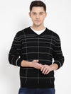 T-Base Men Black & White Checked Pullover Sweater