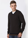 T-Base Men Charcoal & Mustard Quirky Printed Cotton Pullover